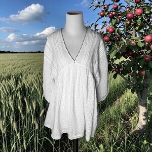 Zara White Womens Eyelet Dress Size XS